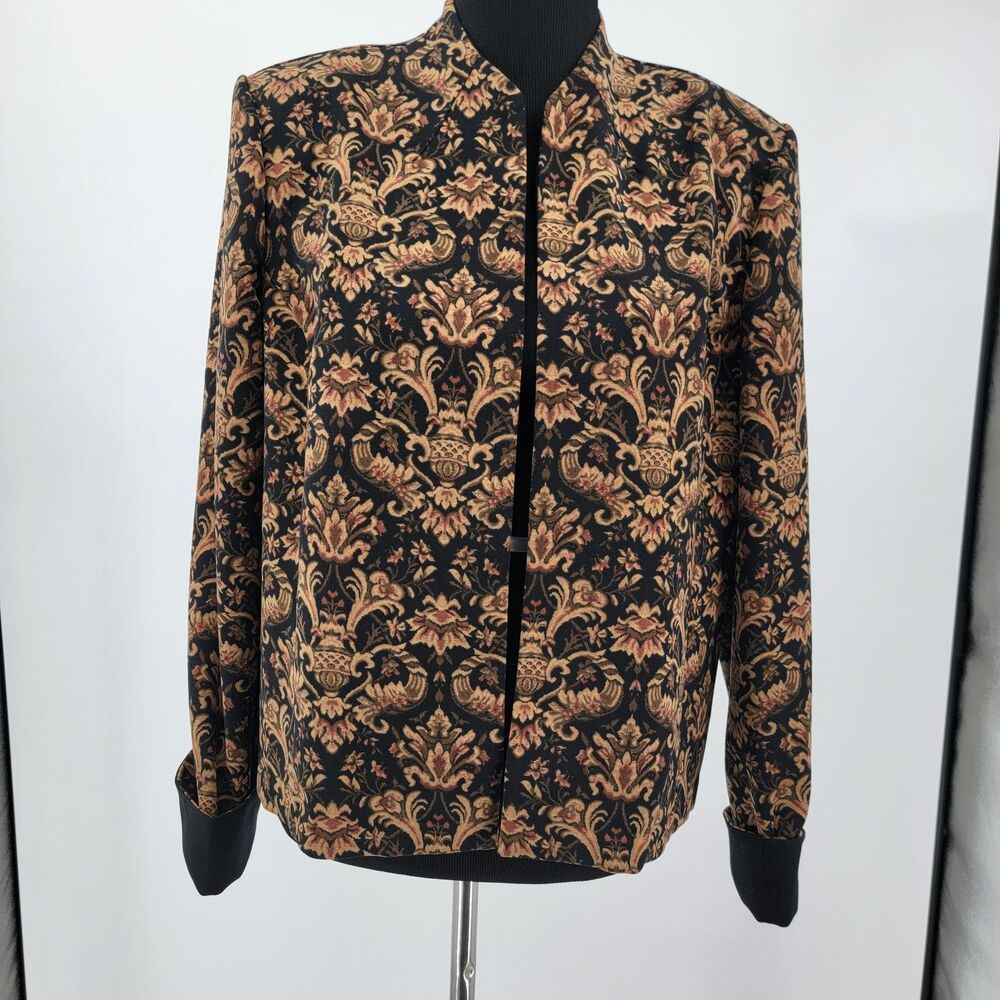 TEDDI Womens Vintage Multicolor Art Nouveau Floral Paisley Flip Cuff Jacket 16